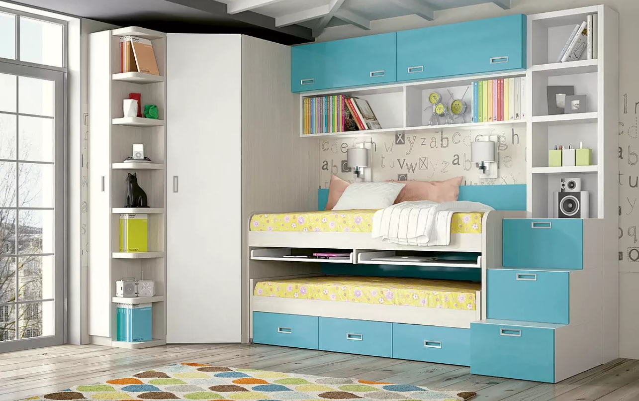 Dormitorios infantiles con armario esquinero